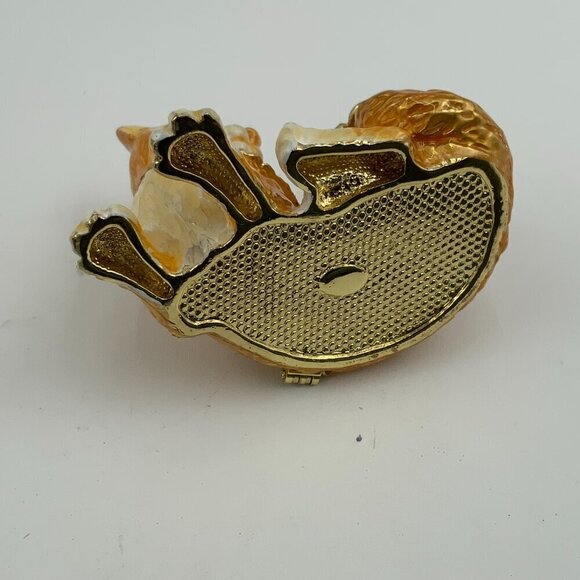 Cat with Butterfly Hinged Trinket Box, Jeweled & Enamel - NEW - Picture 10 of 10